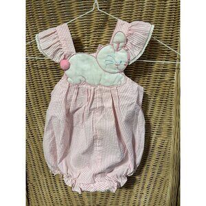 Vintage Tiny Tots Terry Original One Piece Bunny Jumper Sz 6-9 M Easter Pink